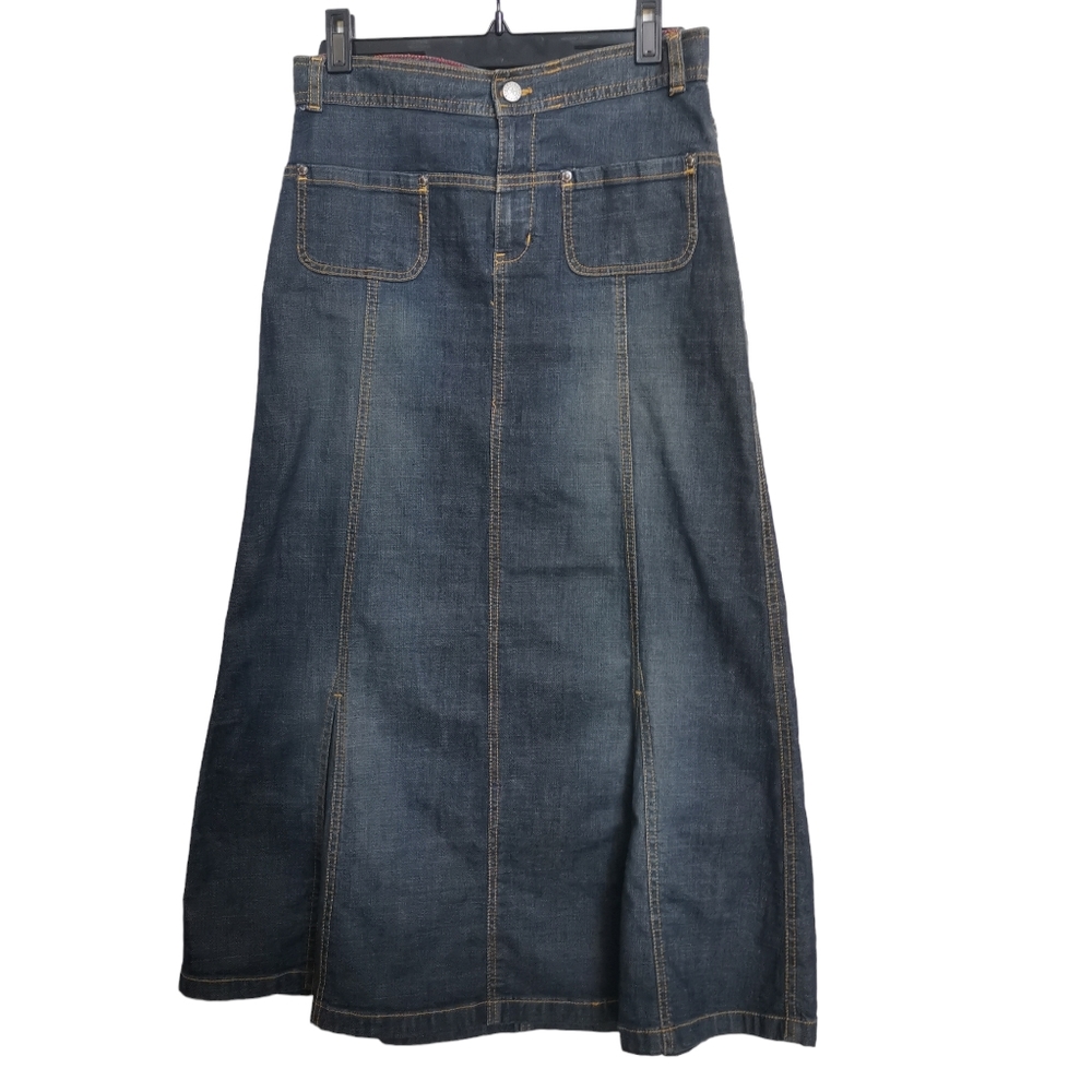 Gap Kids Denim Maxi Skirt , Y2K , 2000' , Dark Wash